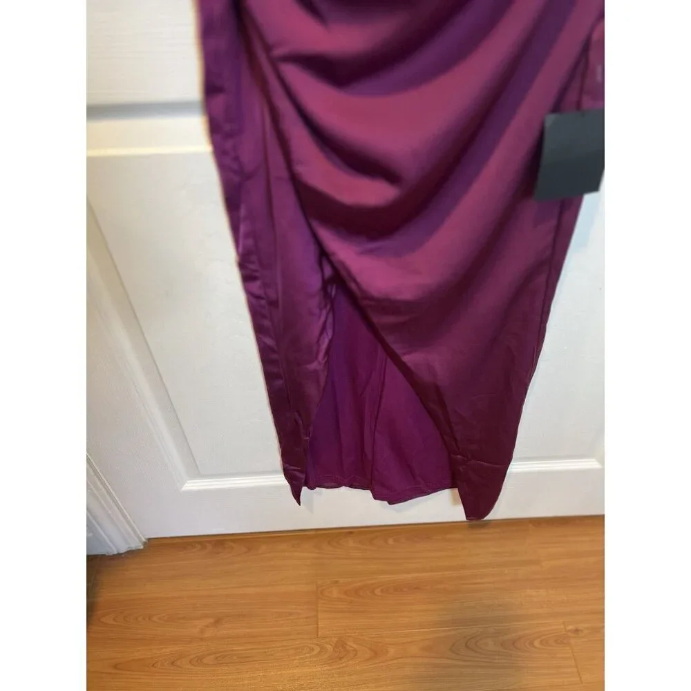 Lulus Showing Off A Little Magenta Asymmetrical Tulip Midi Dress XS Formal NWT - Picture 6 of 15